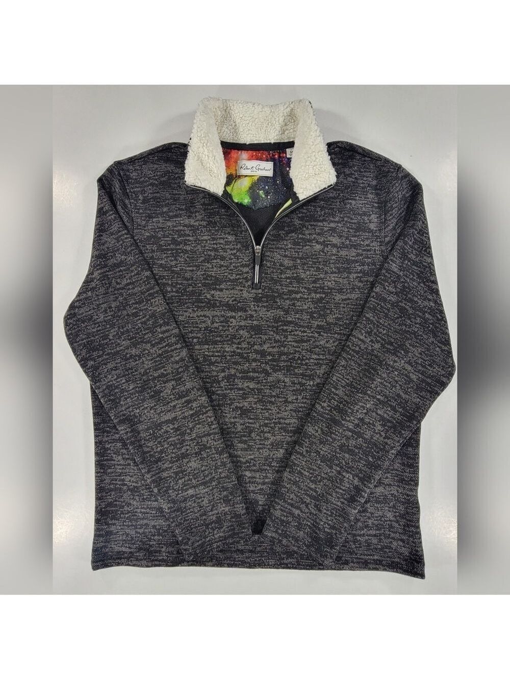 Robert Graham Virgo Classic 1/4 Zip Sweater Sherpa Inner Collar Medium